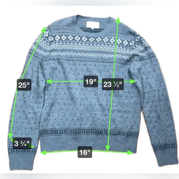Frank & Oak sweater mens M fair isle wool blend grey outdoor ski lodge costal - Picture 8 of 9